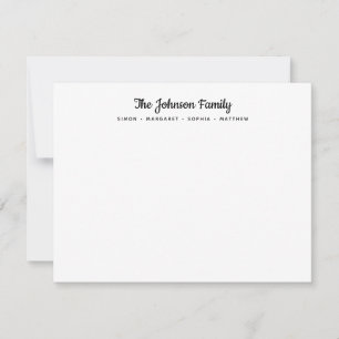 Calligraphy Black Script Family Namn Stationery Anteckningskort