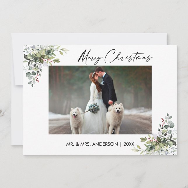 Calligraphy Bläck Script Grey Berries par Julkort (Framsida)