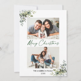 Calligraphy Bläck Script jul Greenery 2 Photo Julkort