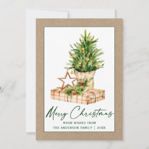 Calligraphy Bläck Script Kraft Watercolor Gräs Trä Julkort