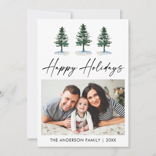 Calligraphy Bläck Script Photo Watercolor Gräs Julkort (Framsida)