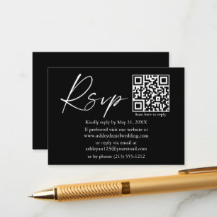 Calligraphy Bläck Script QR Bröllop Black OSA Tilläggskort