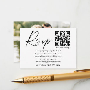Calligraphy Bläck Script QR Photo Bröllop OSA Tilläggskort
