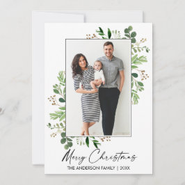 Calligraphy Bläck Watercolor Greenery jul Julkort