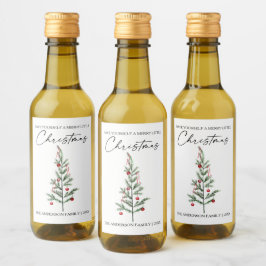 Calligraphy Bläck Watercolor Julgran Mini Vinetikett