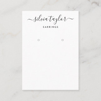 Calligraphy Black White Earring Visning Card Visitkort