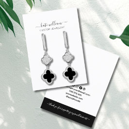 Calligraphy Black White Earring Visning Card Visitkort