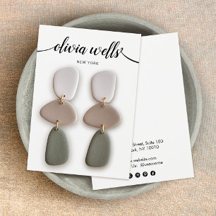 Calligraphy Black White Earring Visning Card Visitkort