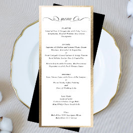 Calligraphy Black White, Guld Ram Forme Bröllop Meny
