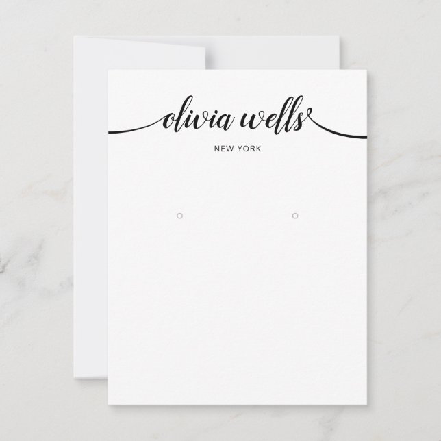 Calligraphy Black White Large Earring Visning Inbjudningar (Framsida)