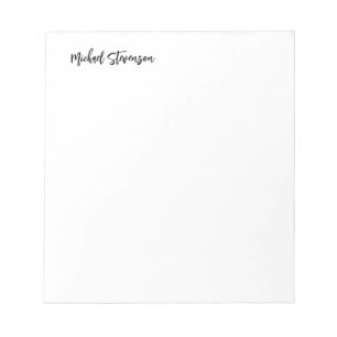 Calligraphy Black White Personlig Plain Modern Anteckningsblock