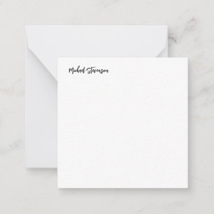 Calligraphy Black White Personlig Plain Modern Anteckningskort