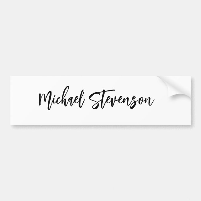 Calligraphy Black White Personlig Plain Modern Bildekal (Framsidan)