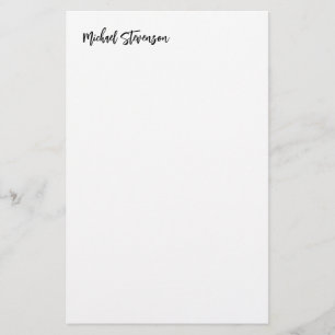 Calligraphy Black White Personlig Plain Modern Brevpapper
