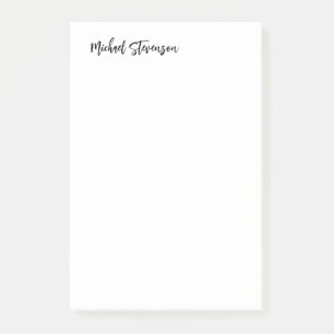 Calligraphy Black White Personlig Plain Modern Post-it Block