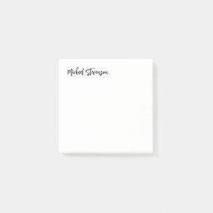 Calligraphy Black White Personlig Plain Modern Post-it Block