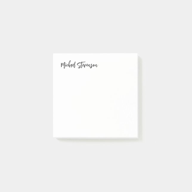 Calligraphy Black White Personlig Plain Modern Post-it Block (Framsida)