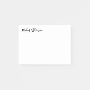 Calligraphy Black White Personlig Plain Modern Post-it Block