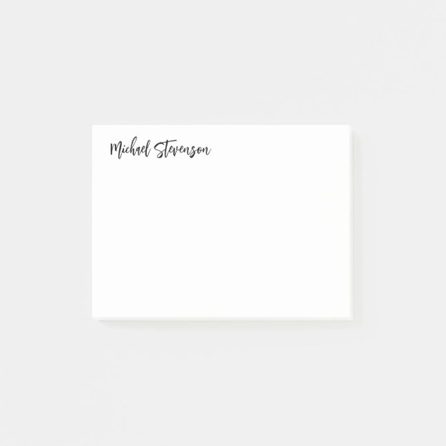 Calligraphy Black White Personlig Plain Modern Post-it Block (Framsida)