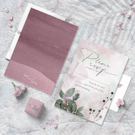 Calligraphy Blommigt Bröllop Mauve ID771 OSA Kort