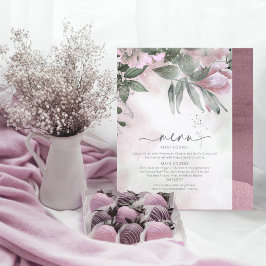 Calligraphy Blommigt Bröllop Menu Mauve ID771