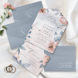 Calligraphy Blommigt Dusty Blue ID771