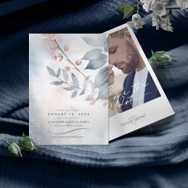 Calligraphy Blommigt Dusty Blue ID771 Spara Datumet