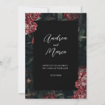 Calligraphy Blommigt Gothic Wedding-inbjudan
