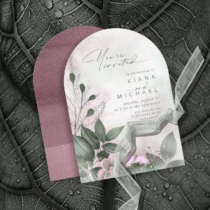 Calligraphy Blommigt Mauve Arch ID771 Inbjudningar