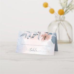 Calligraphy Blommigt Monogram Dusty Blue ID771 Placeringskort