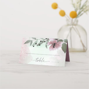 Calligraphy Blommigt Monogram Mauve ID771 Placeringskort
