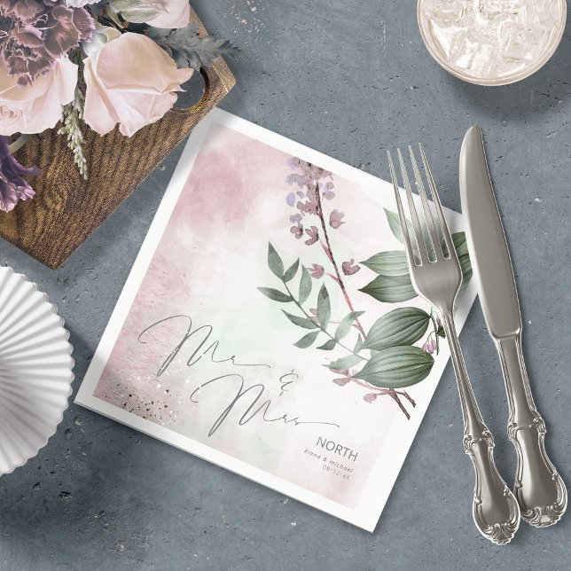 Calligraphy Blommigt Mr. och Mauve ID771 Pappersservett (Skapare uppladdad)