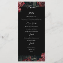 Calligraphy Blommigt Peony Gothic Bröllop Menu