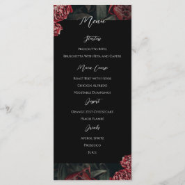 Calligraphy Blommigt Peony Gothic Bröllop Menu Meny