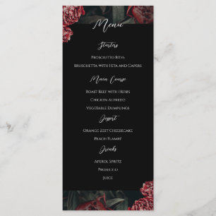 Calligraphy Blommigt Peony Gothic Bröllop Menu Meny