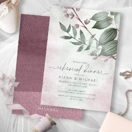Calligraphy Blommigt Rehearsal Dinner Mauve ID771 Inbjudningar