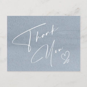 Calligraphy Blommigt Tack Dusty Blue ID771 Meddelande Vykort