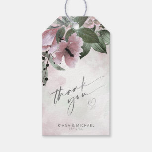 Calligraphy Blommigt Tack Heart Mauve ID771 Presentetikett