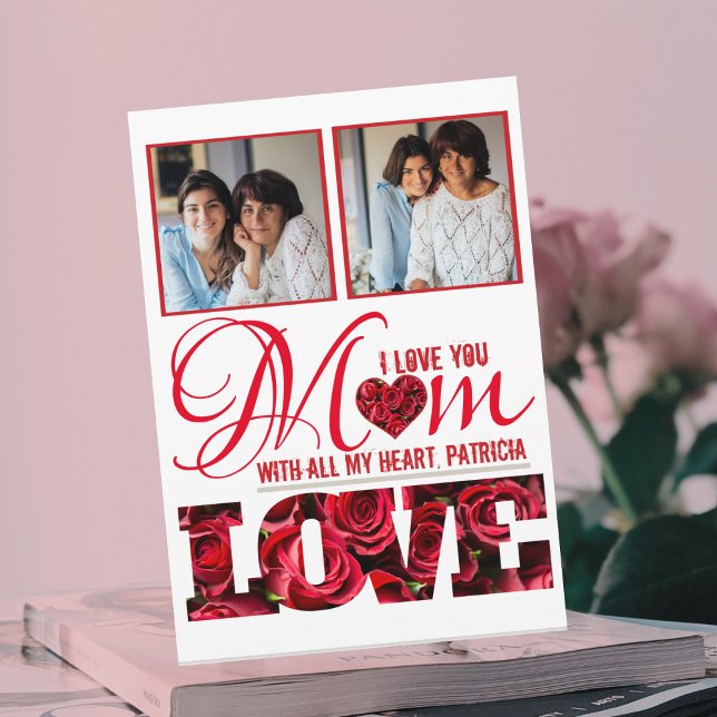 Calligraphy Blommigt Trendig Modern Photo Mors dag Kort (Skapare uppladdad)