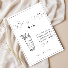 Calligraphy Bloody Mary Pub Bröllop Sign Poster