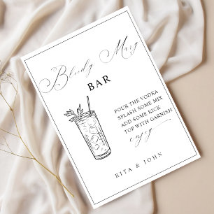 Calligraphy Bloody Mary Pub Bröllop Sign Poster