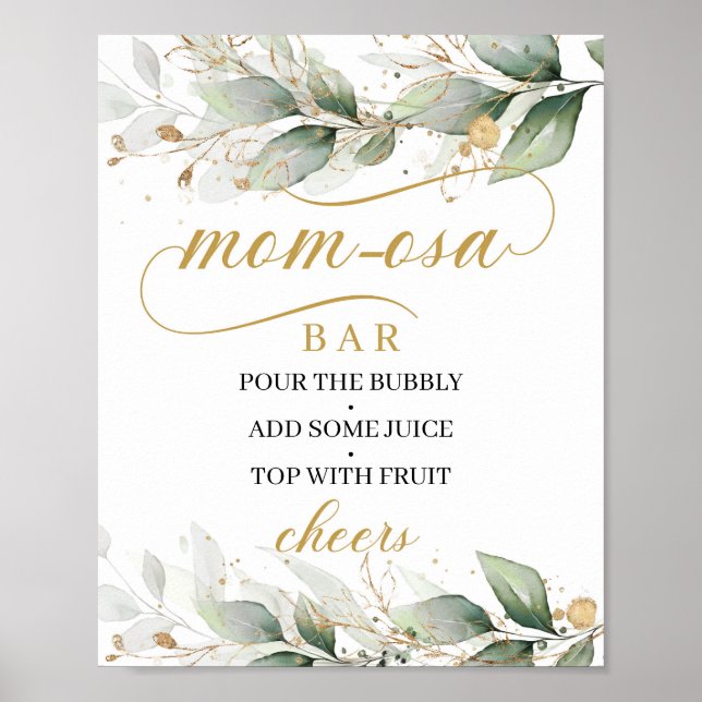 Calligraphy boho eucalyptus guld mamma-osa pub poster (Framsidan)