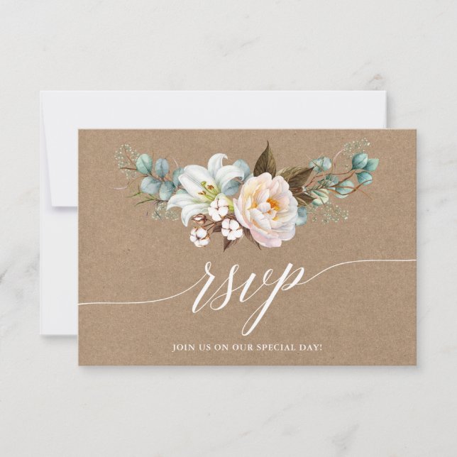 Calligraphy Botanical Blommigt Bröllop Kraft OSA (Framsida)