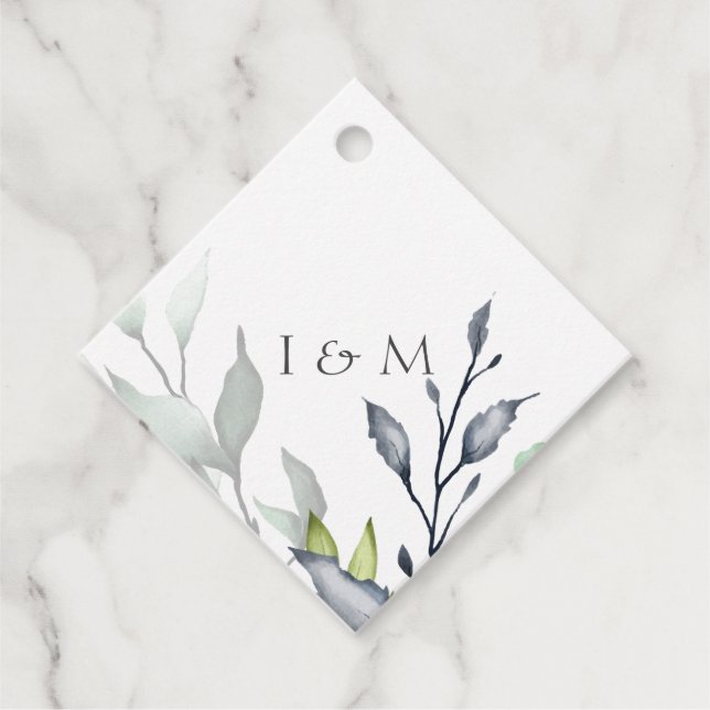 Calligraphy Botanical Bröllop Gåvor Etiketter (Framsida)