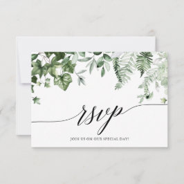 Calligraphy Botanical Ivy Greenery Bröllop OSA Kort