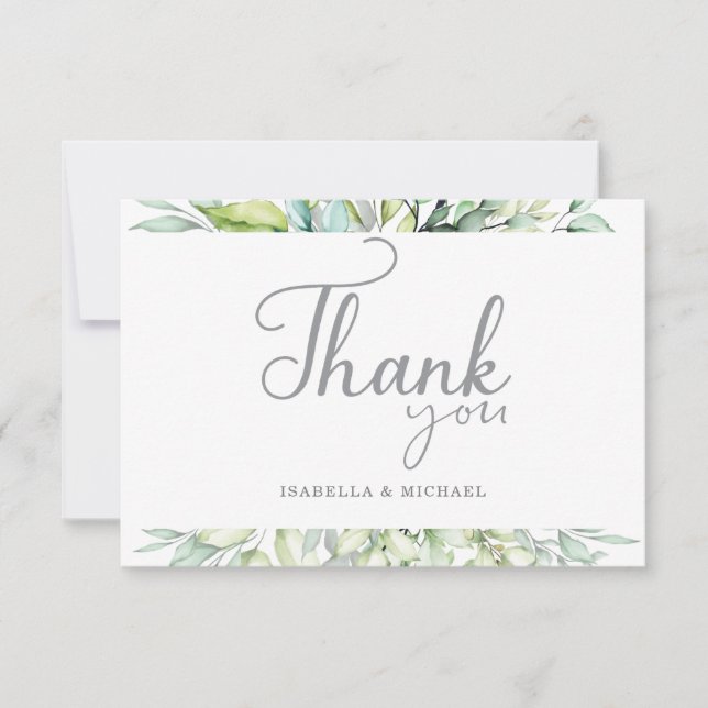 Calligraphy Botanique Bröllop Tack Kort (Framsida)