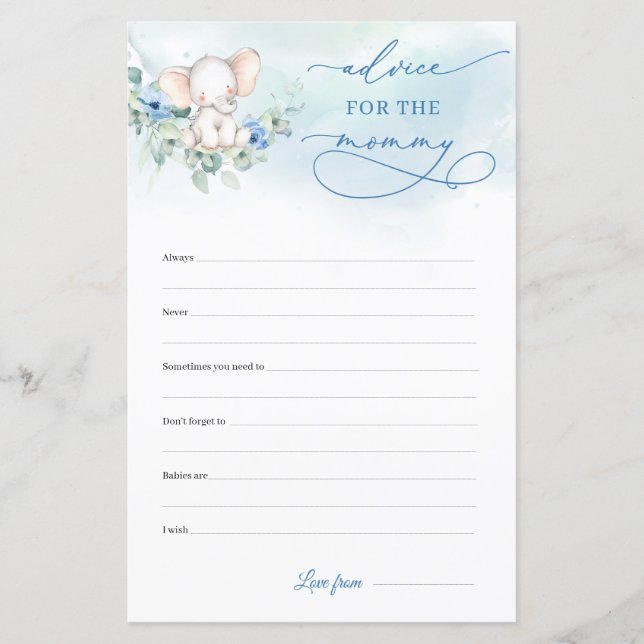 Calligraphy Boy Elephant Advice for Mamma (Framsida)