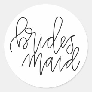 Calligraphy Brides Maid Stickers Runt Klistermärke