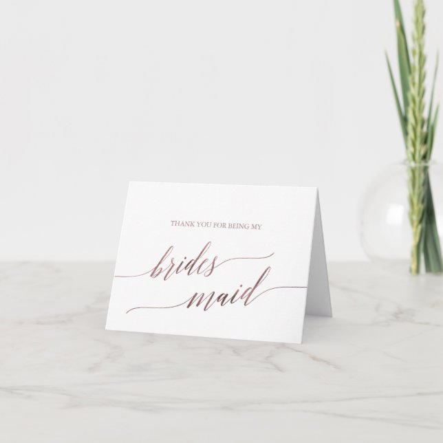 Calligraphy Bridesmaid elegant Guld Tack Kort (Framsida)