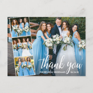 Calligraphy Bridesmaids 4 Photo Collage Tack Vykort